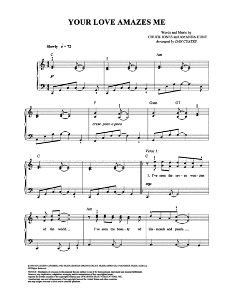 Your Love Amazes Me Easy Piano scores gallery preview page 1