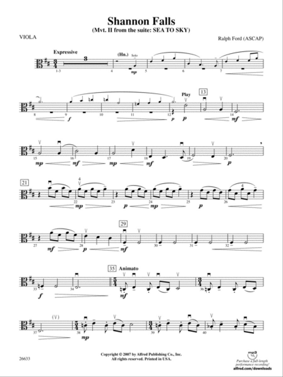 Shannon Falls: Viola Full Orchestra scores gallery preview page 1