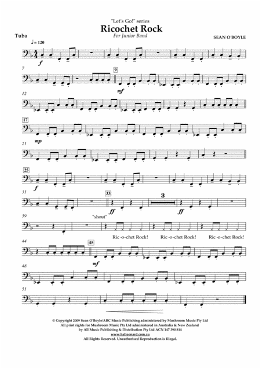 Ricochet Rock - Tuba Ricochet Rock - Tuba Concert Band scores gallery preview page 1