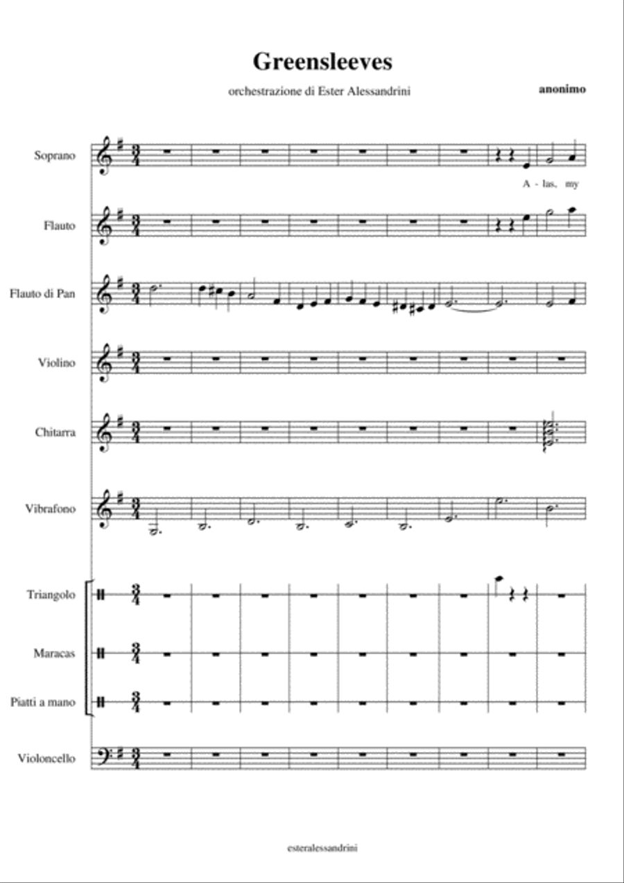 Greenleaves (ensamble and piano) Small Ensemble scores gallery preview page 1