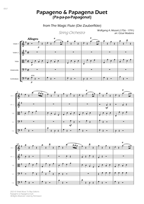 Papageno and Papagena Duet - String Orchestra (Full Score) - Score Only