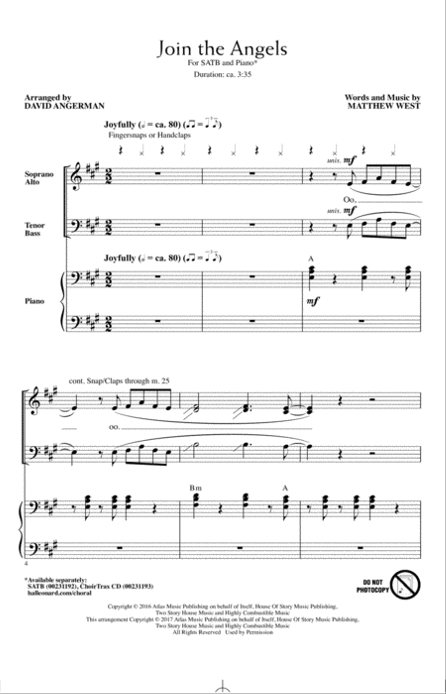 Join The Angels Join The Angels 4-Part scores gallery preview page 1