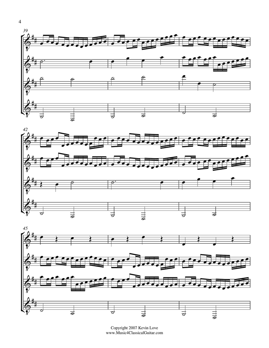 Canon in D (Guitar Quartet) - Score and Parts Guitar Ensemble scores gallery preview page 4