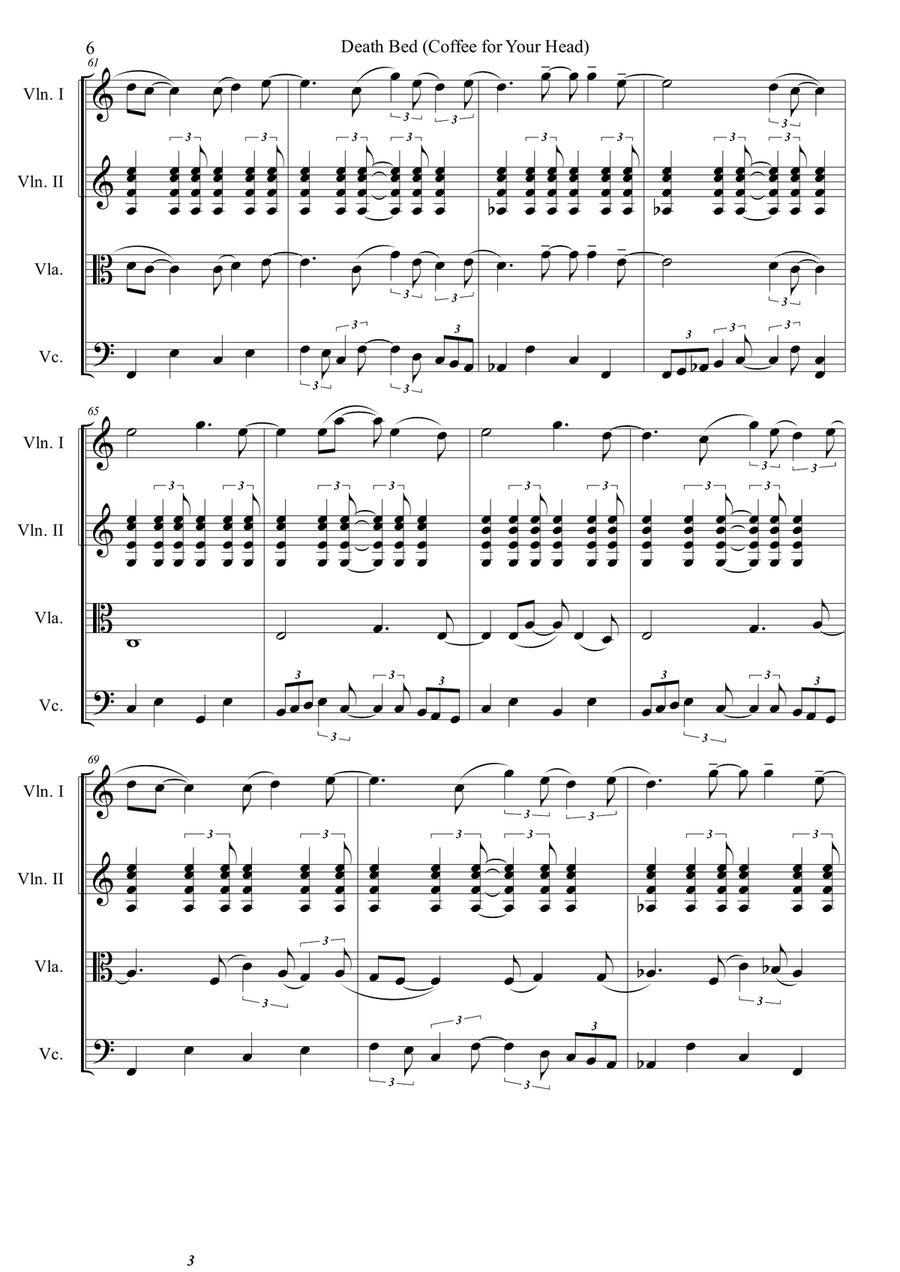 Death Bed String Quartet scores gallery preview page 6