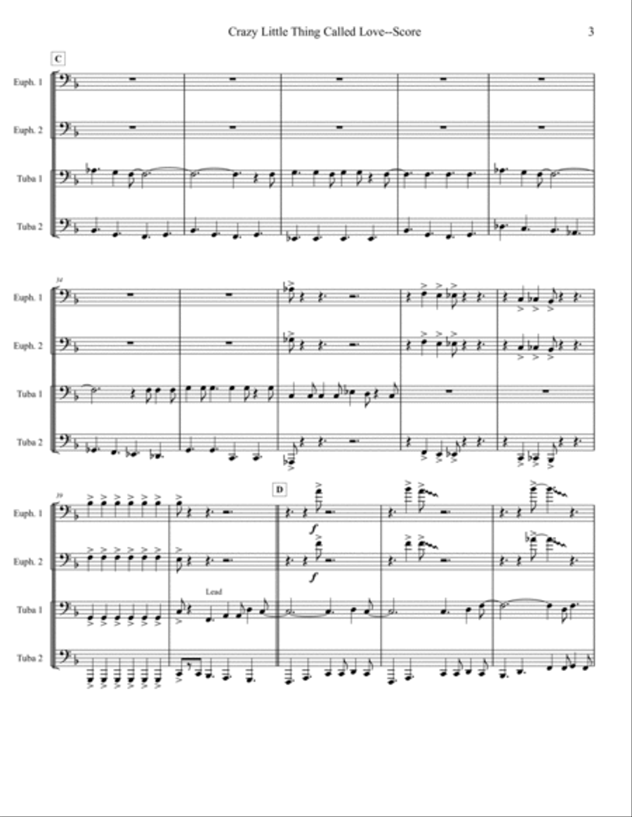 Crazy Little Thing Called Love Crazy Little Thing Called Love Brass Quartet scores gallery preview page 3