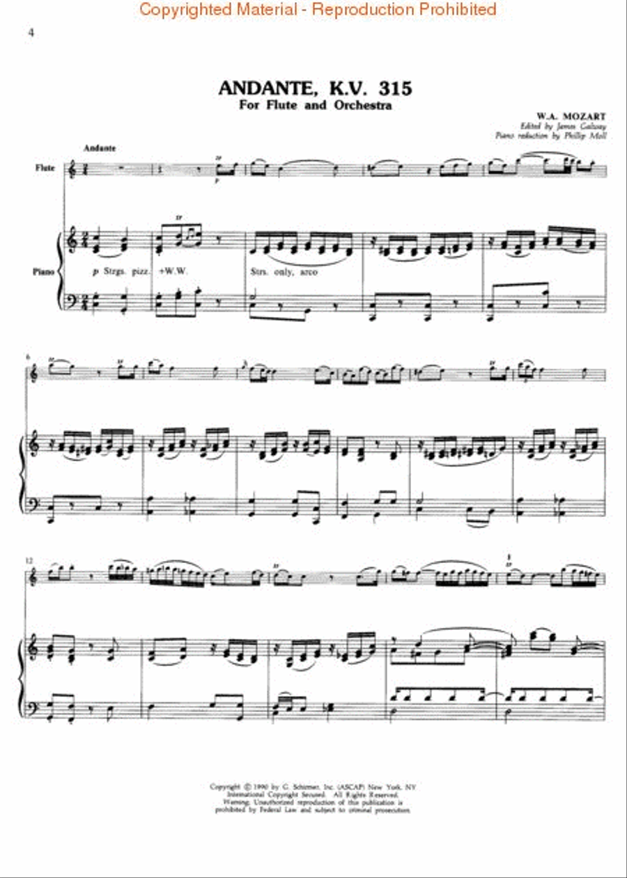 Andante in C Major, K.V.315 Flute Solo scores gallery preview page 3