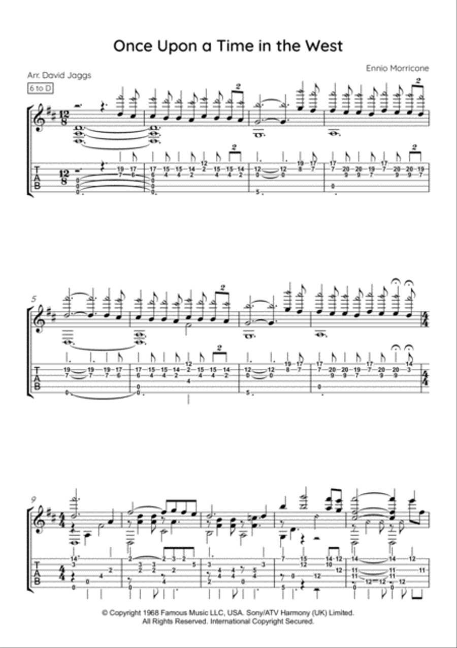 Once Upon A Time In The West Guitar Tablature scores gallery preview page 1