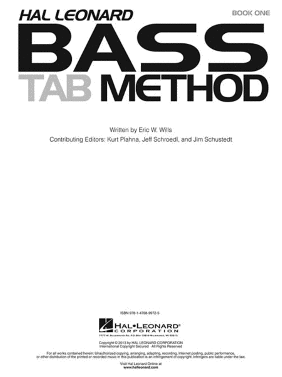 Hal Leonard Bass Guitar Tab Method image number null