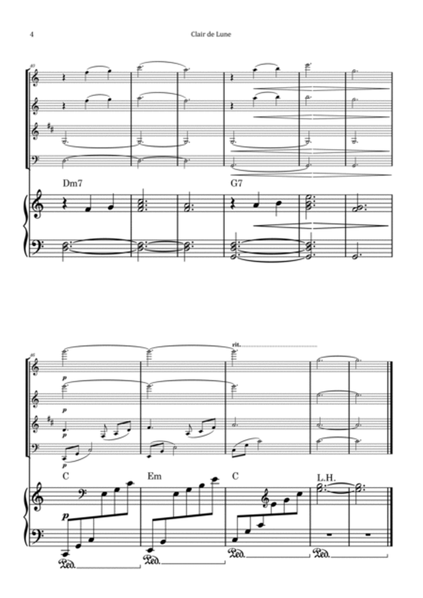 Clair de Lune by Debussy - Woodwind Quartet with Piano and Chord Notation image number null