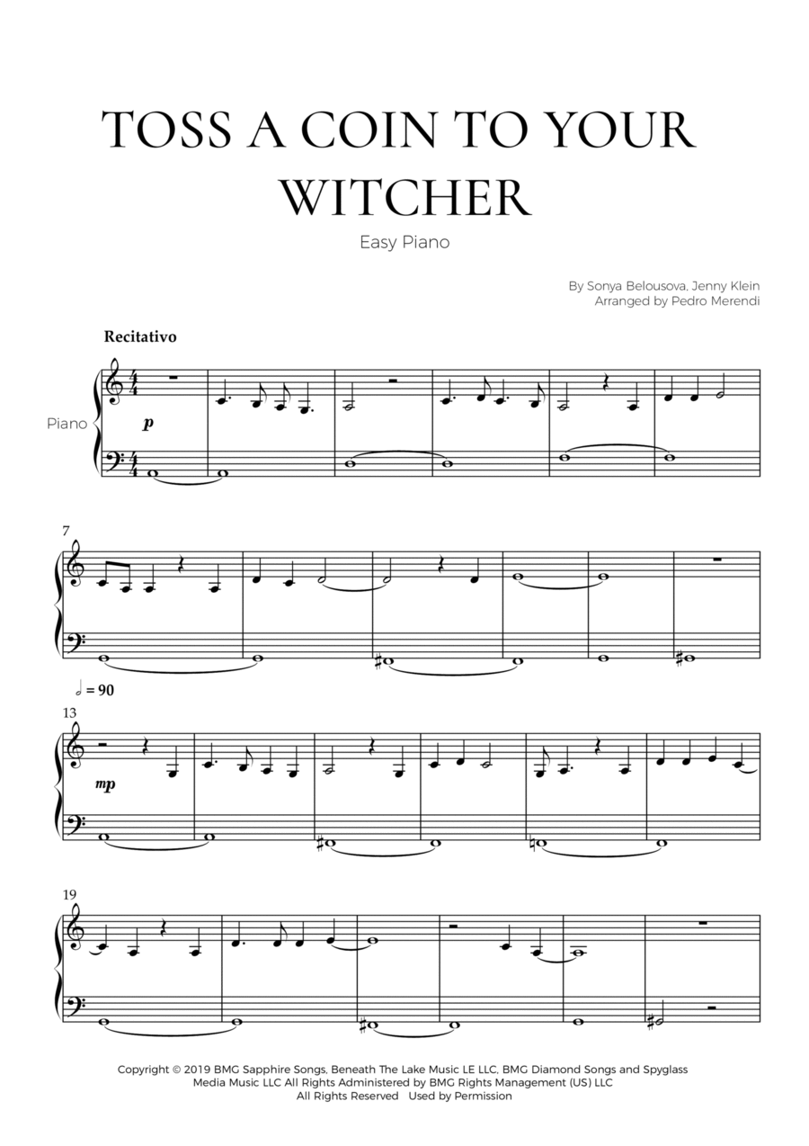Toss A Coin To Your Witcher Easy Piano scores gallery preview page 1
