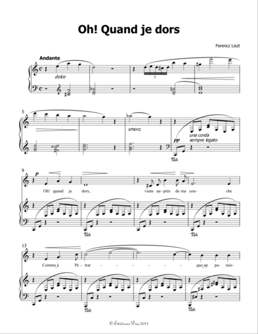 Oh! Quand je dors, by Liszt, in C Major Voice scores gallery preview page 3