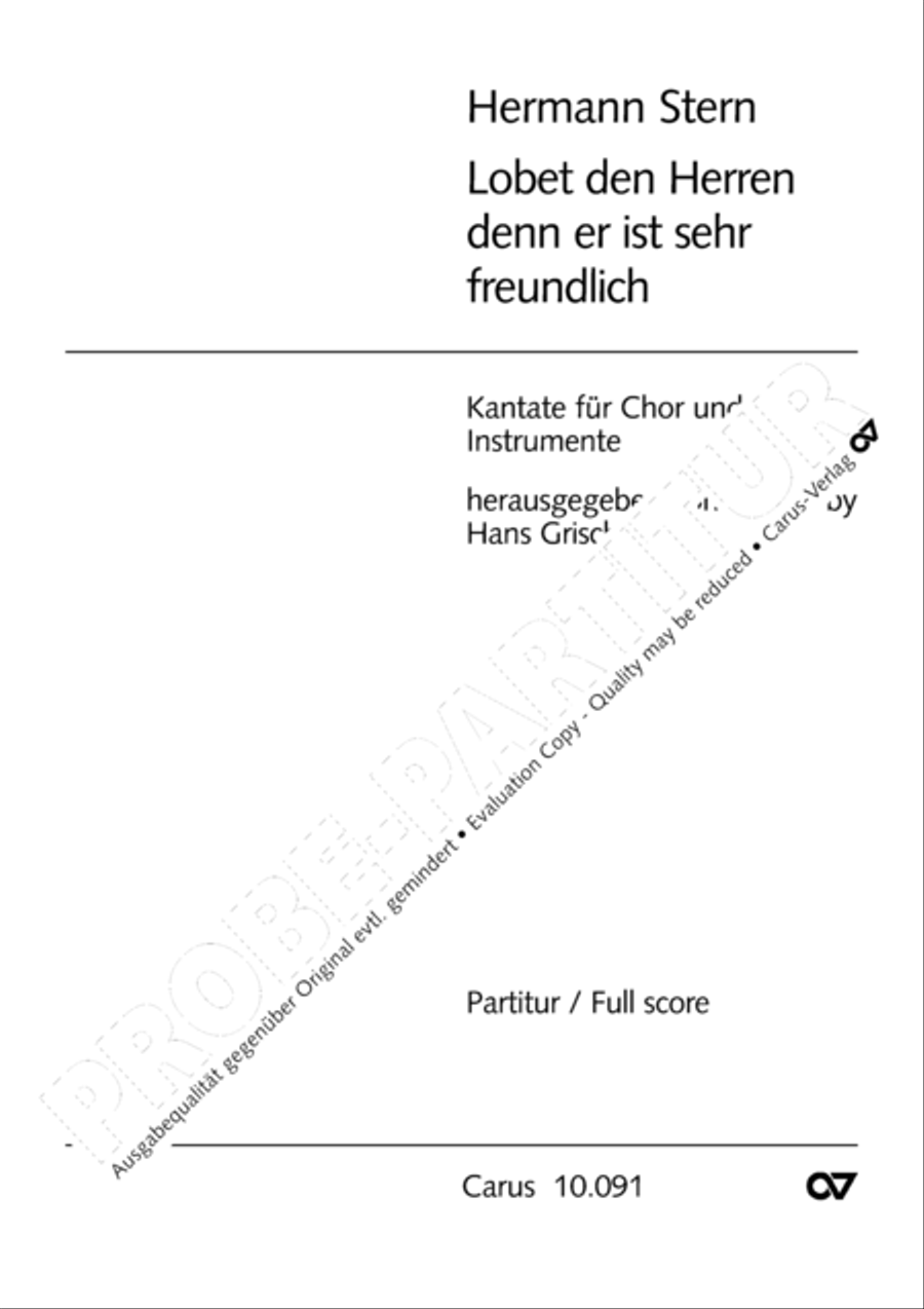 Lobet den Herrn, denn er ist sehr freundlich 4-Part scores gallery preview page 2
