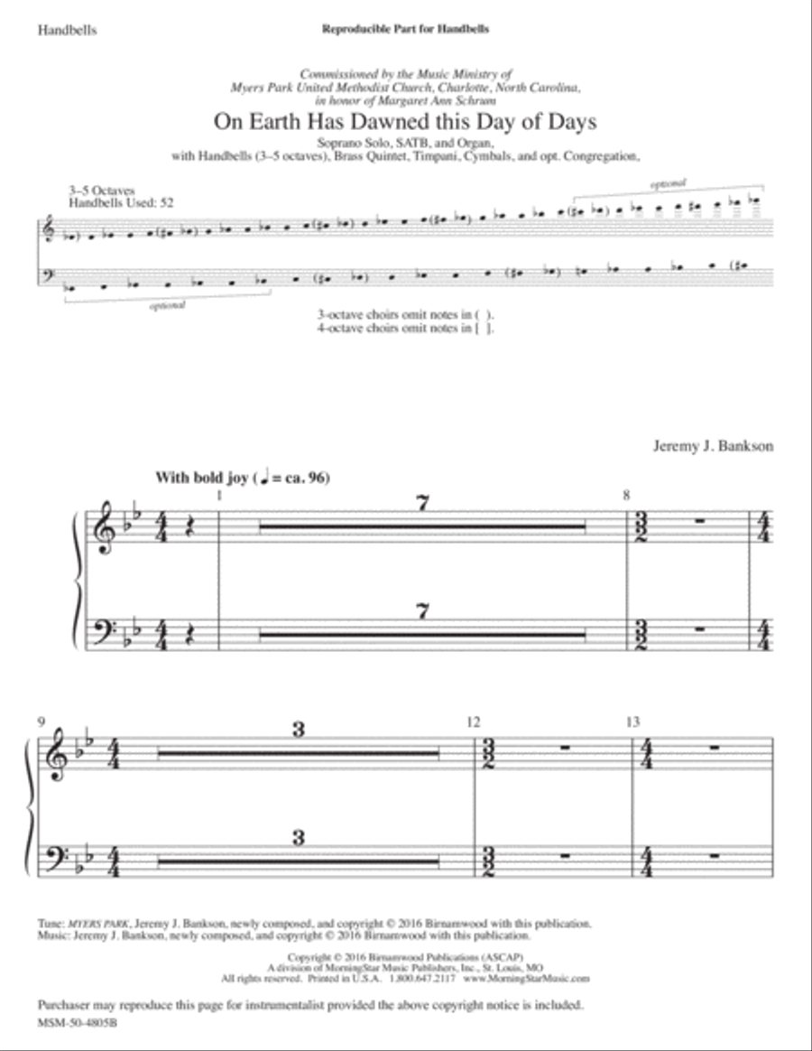 On Earth Has Dawned this Day of Days Choir scores gallery preview page 1