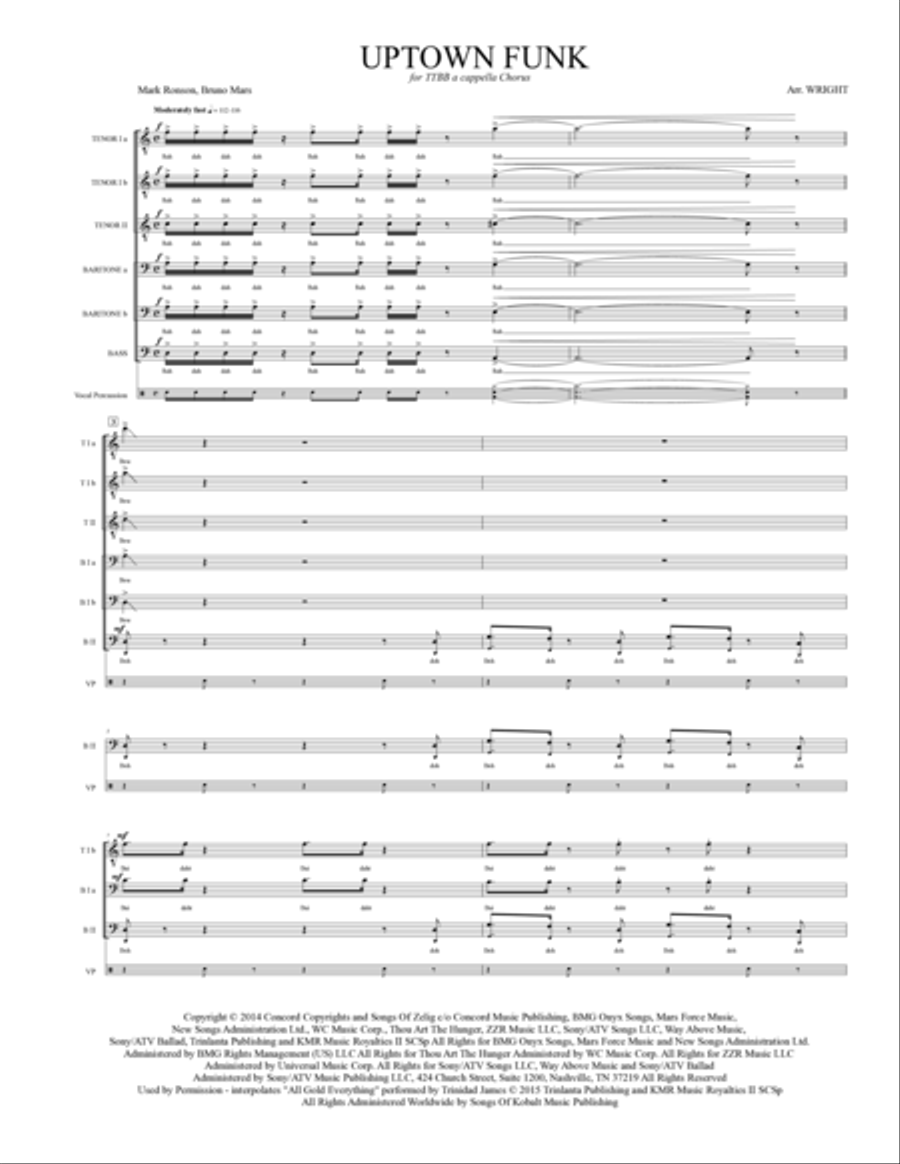 Uptown Funk TTBB scores gallery preview page 2