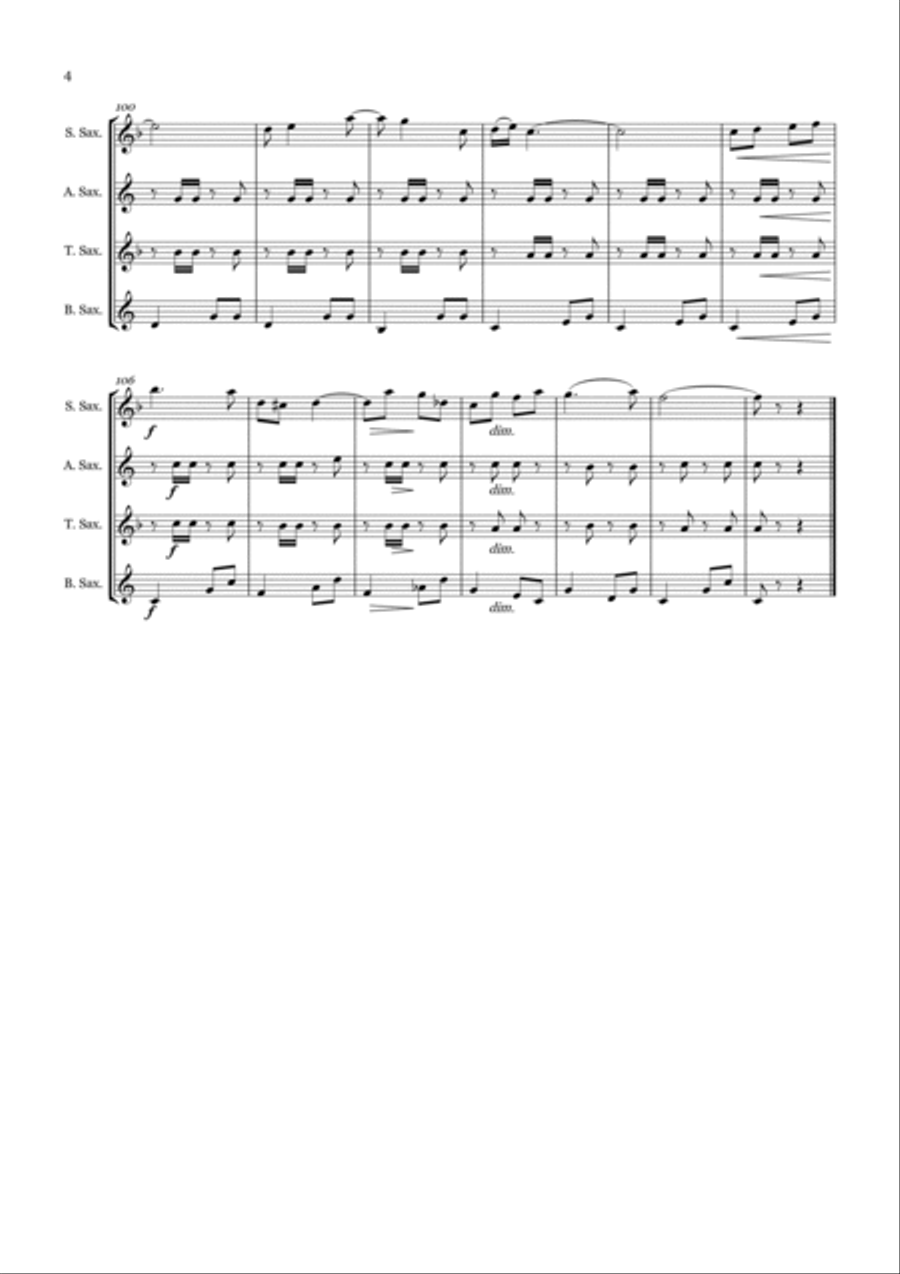 La Entra de la Mutra Pasodoble for Saxophone Quartet Saxophone Quartet scores gallery preview page 4