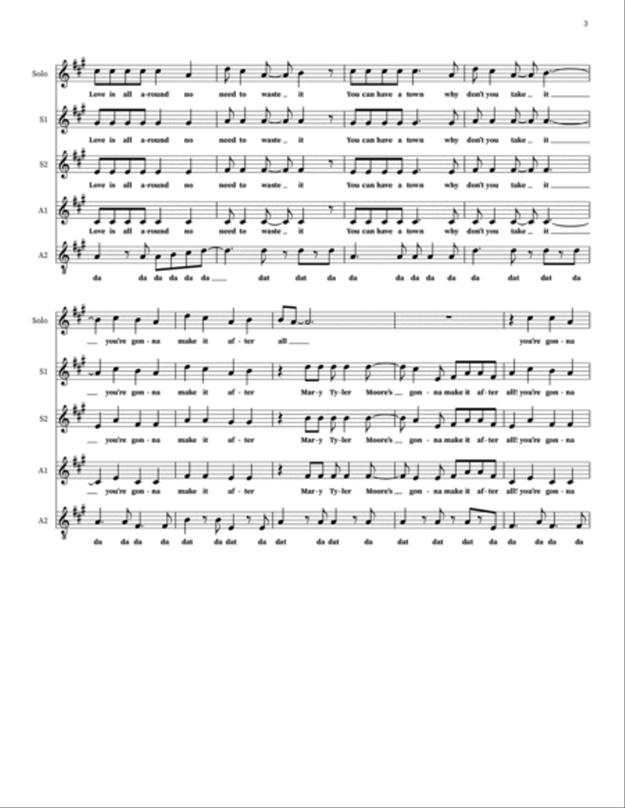 Love Is All Around 4-Part scores gallery preview page 3