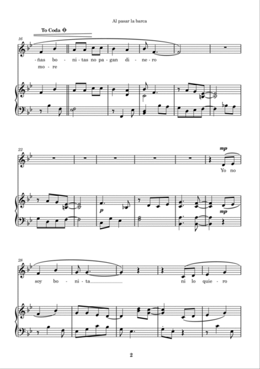 Al pasar la barca Al pasar la barca Voice scores gallery preview page 2