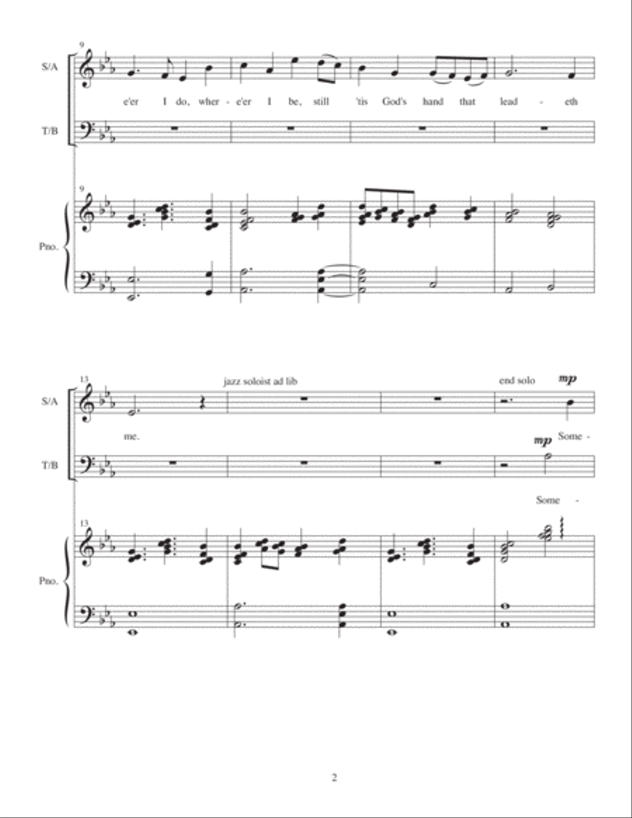 He Leadeth Me (choir + piano + jazz soloist) 4-Part scores gallery preview page 3