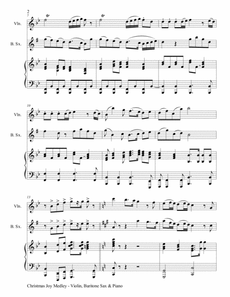 CHRISTMAS JOY MEDLEY (Trio – Violin, Baritone Sax & Piano with Parts) image number null