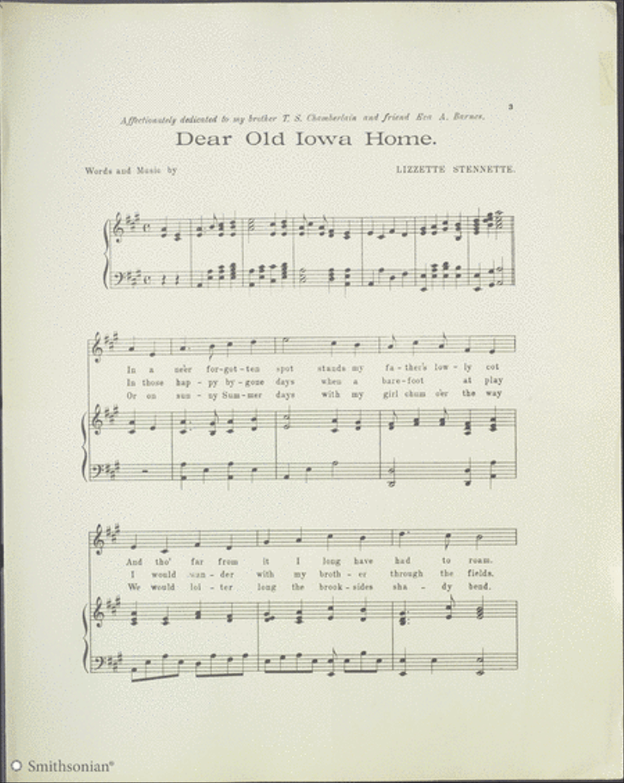 Dear Old Iowa Home Piano, Vocal scores gallery preview page 2