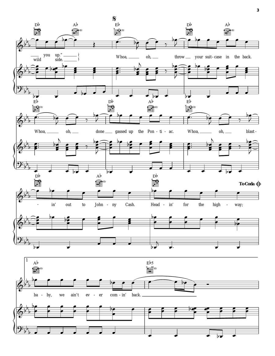 Johnny Cash Piano, Vocal, Guitar scores gallery preview page 3