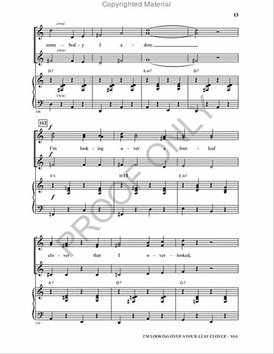 I'm Looking Over a Four Leaf Clover SSA scores gallery preview page 12