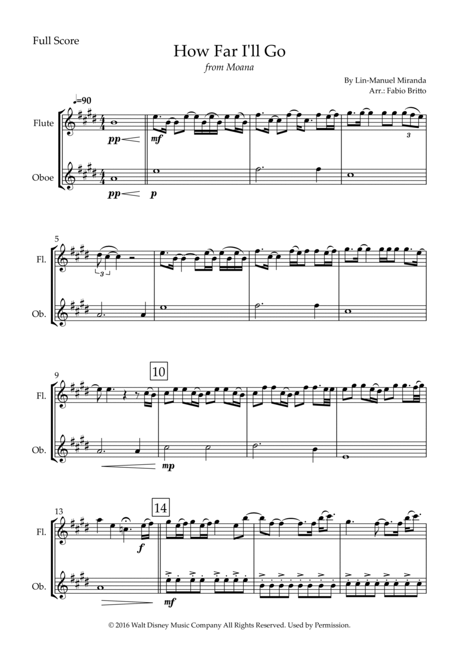 How Far I'll Go Woodwind Duet scores gallery preview page 1