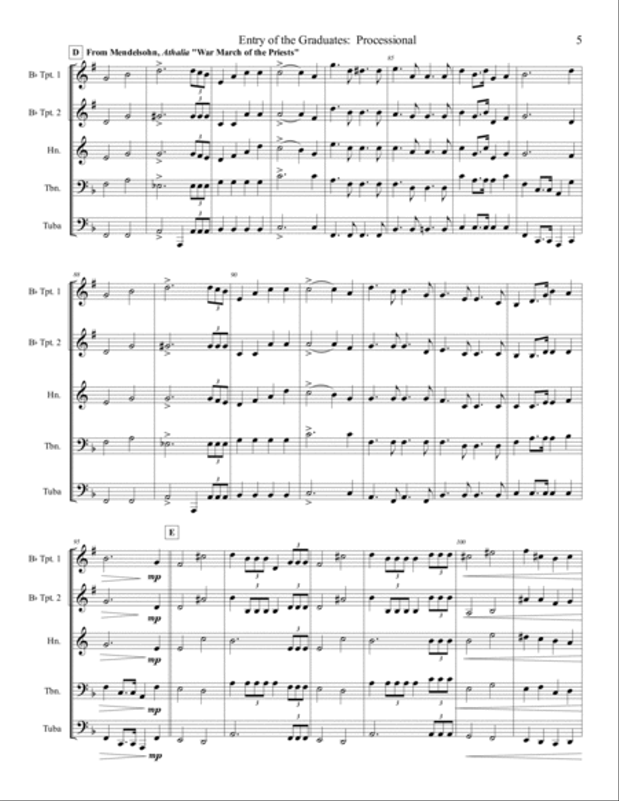 Entry of the Graduates: Processional Brass Ensemble scores gallery preview page 6