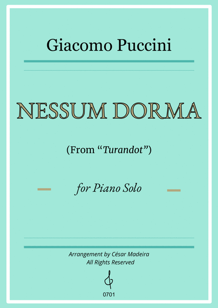 Nessun Dorma by Puccini - Piano Solo (Full Score) image number null