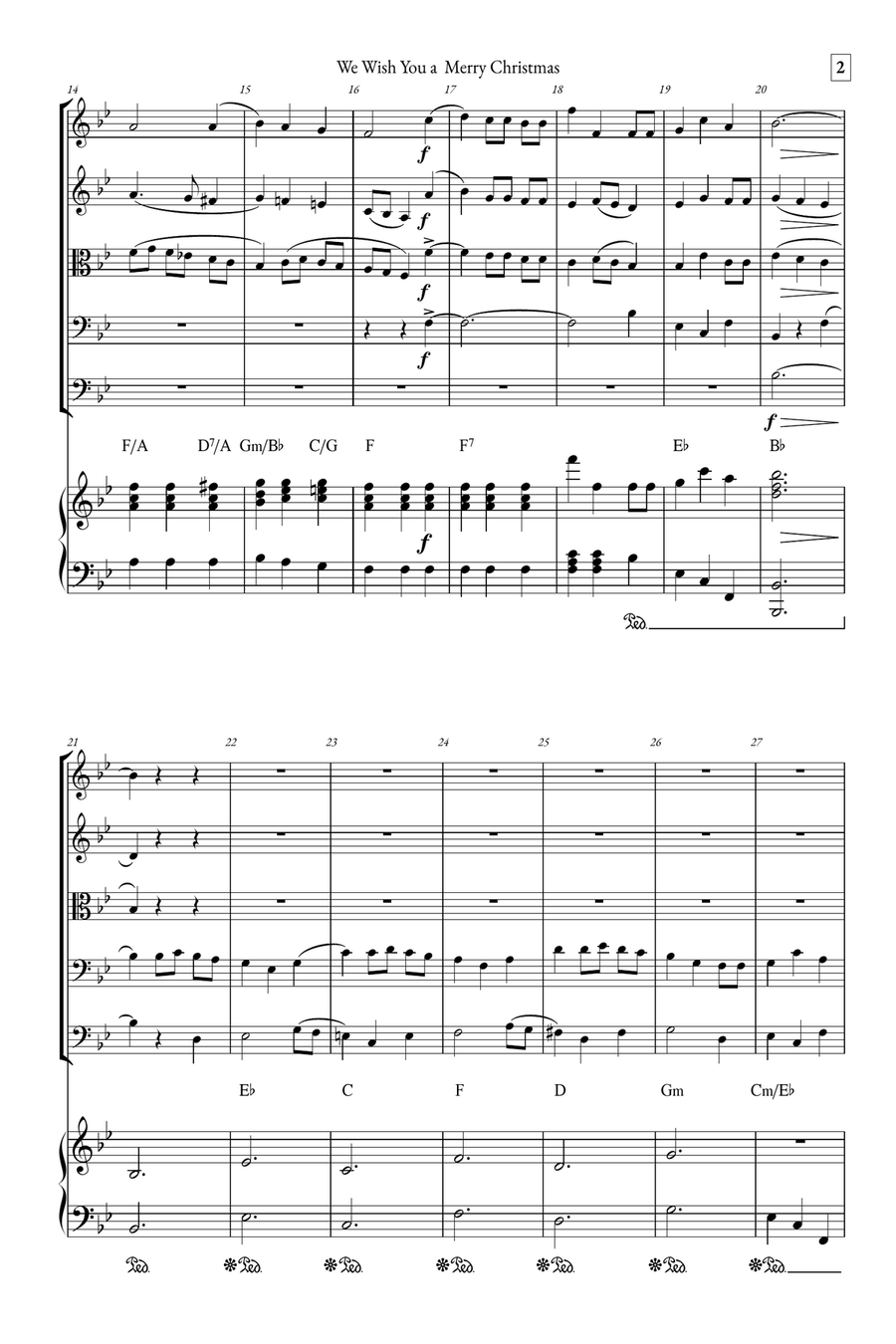 We Wish You a Merry Christmas String Quintet scores gallery preview page 2