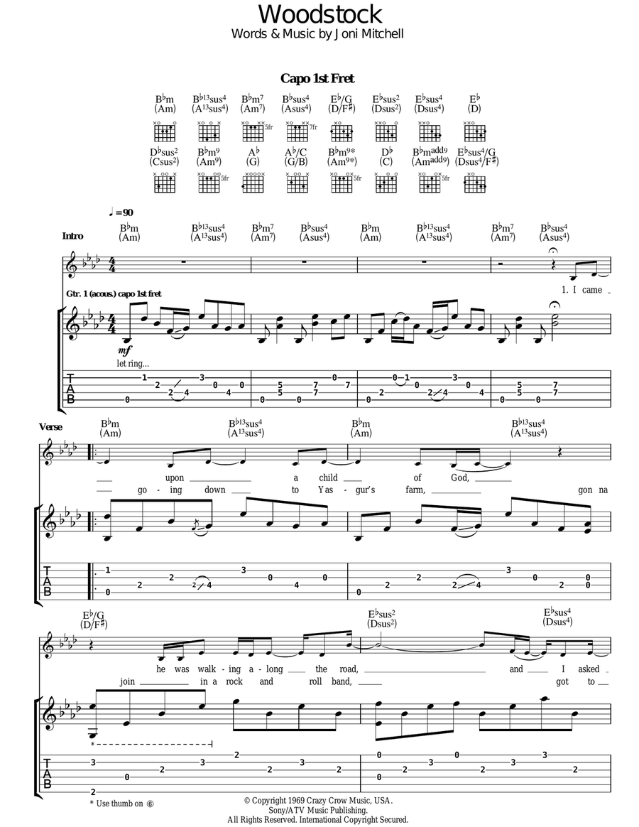 Woodstock Woodstock Acoustic Guitar scores gallery preview page 1