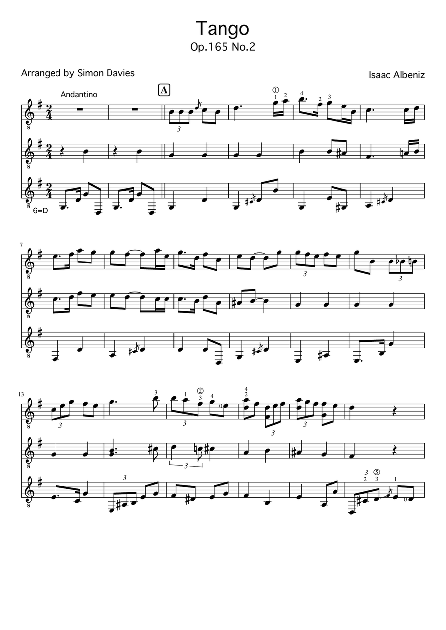 Tango Op.165 No.2 - Isaac Albeniz (arranged for guitar
