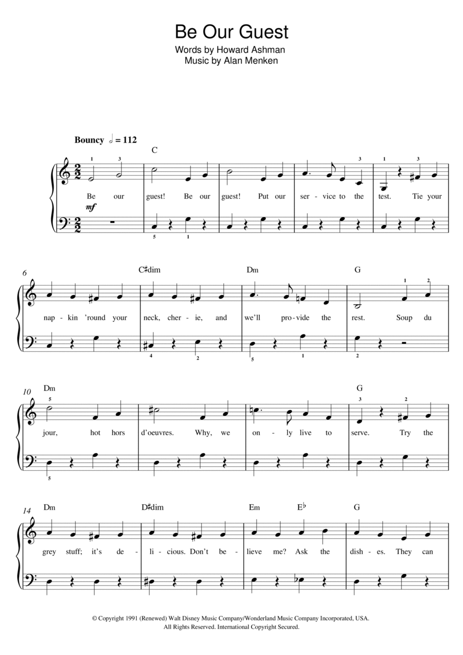 Be Our Guest (from Beauty And The Beast) Voice scores gallery preview page 1