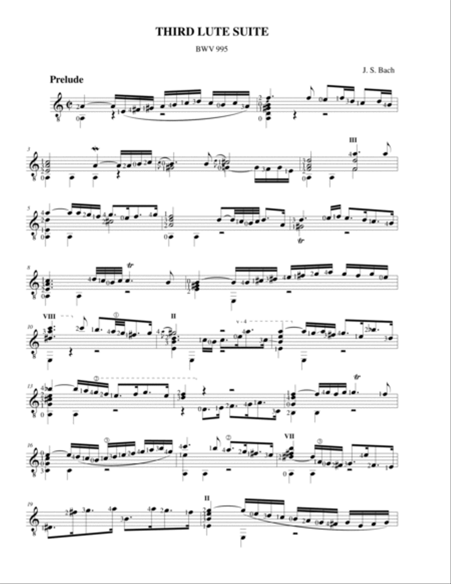 Bach Third Lute Suite BWV 995 Lute scores gallery preview page 2