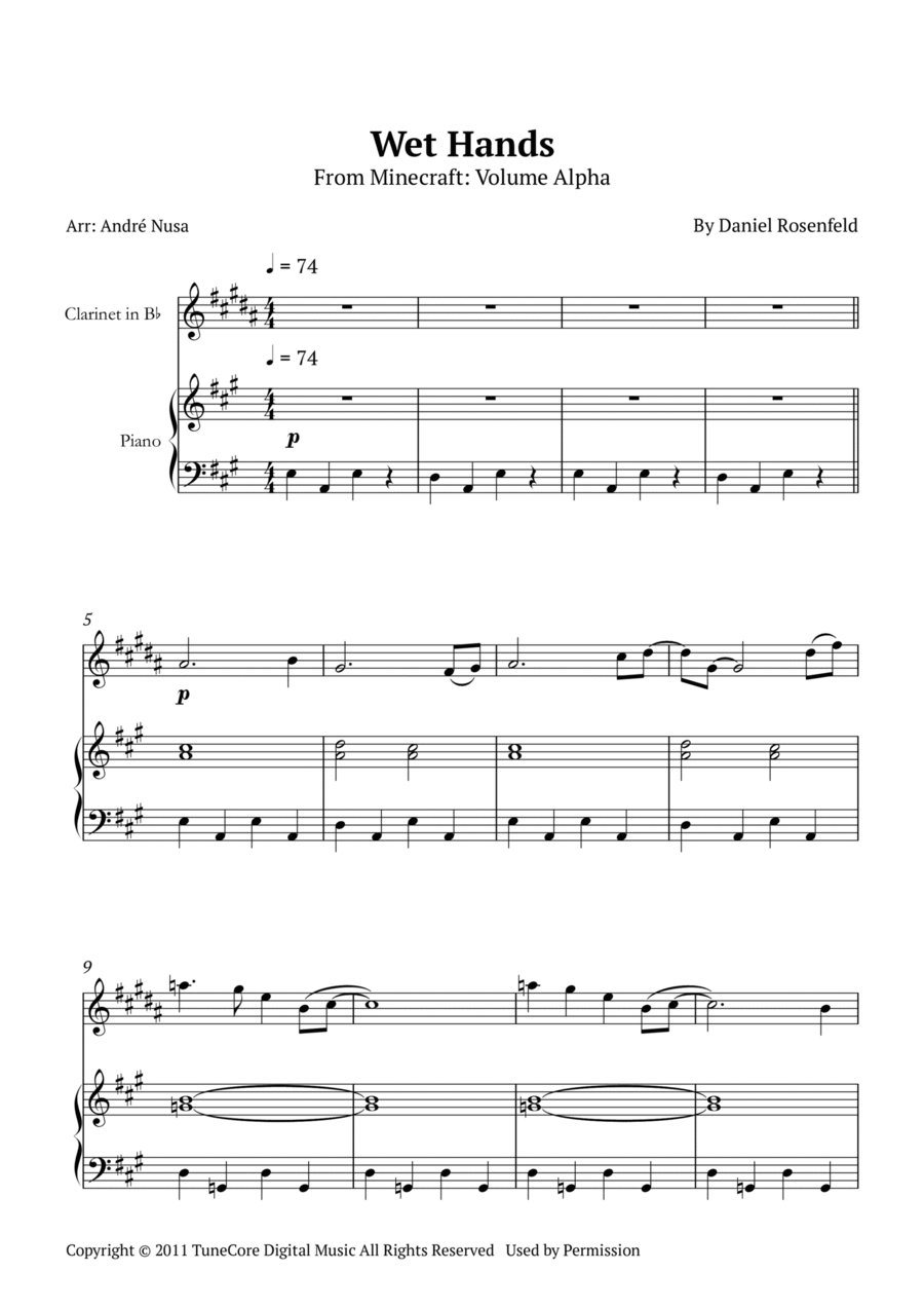 Wet Hands Clarinet Solo scores gallery preview page 1