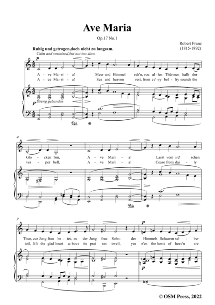 Franz-Ave Maria,in C Major,Op.17 No.1,from 6 Gesange Voice scores gallery preview page 3
