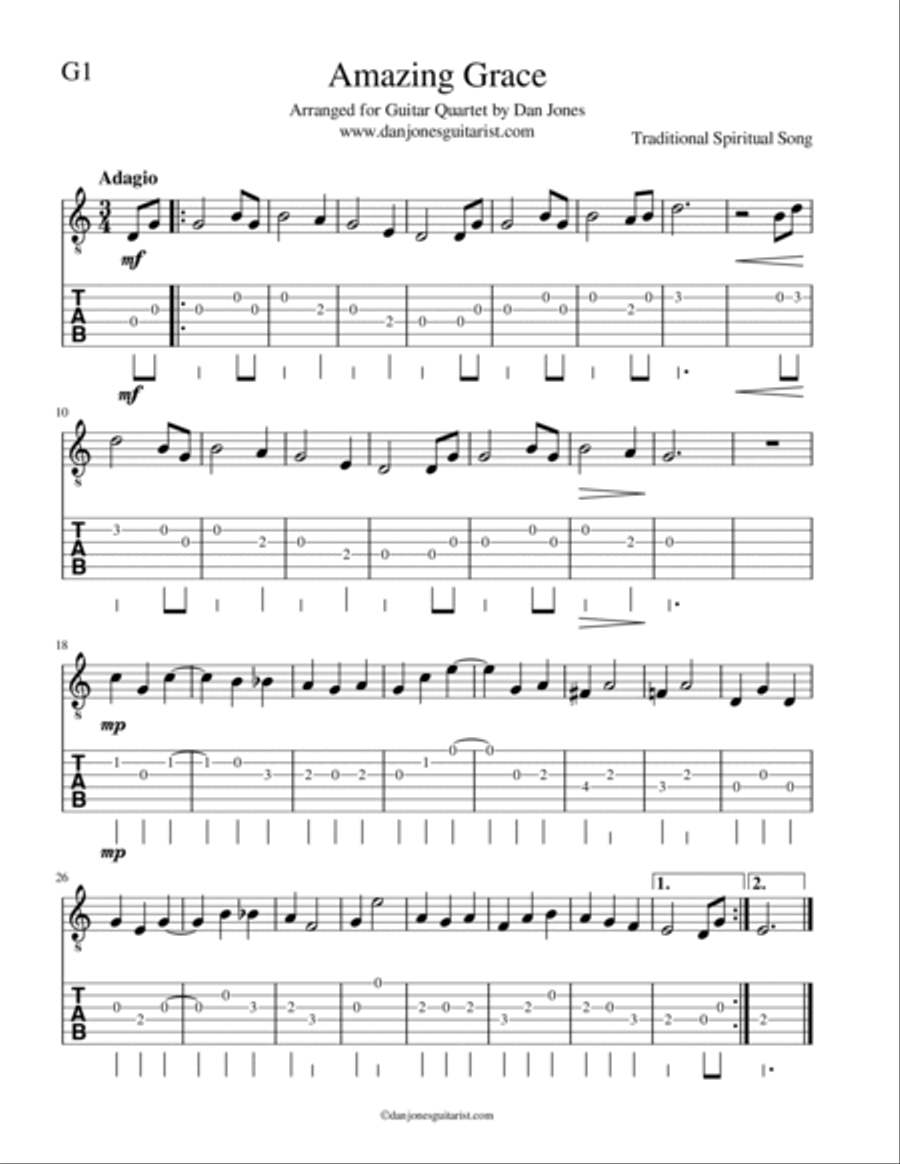 Amazing Grace Guitar scores gallery preview page 5