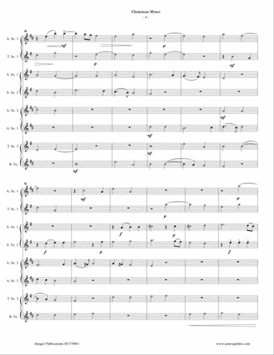 Mouton: Christmas Motet for Sax Choir Choir scores gallery preview page 4