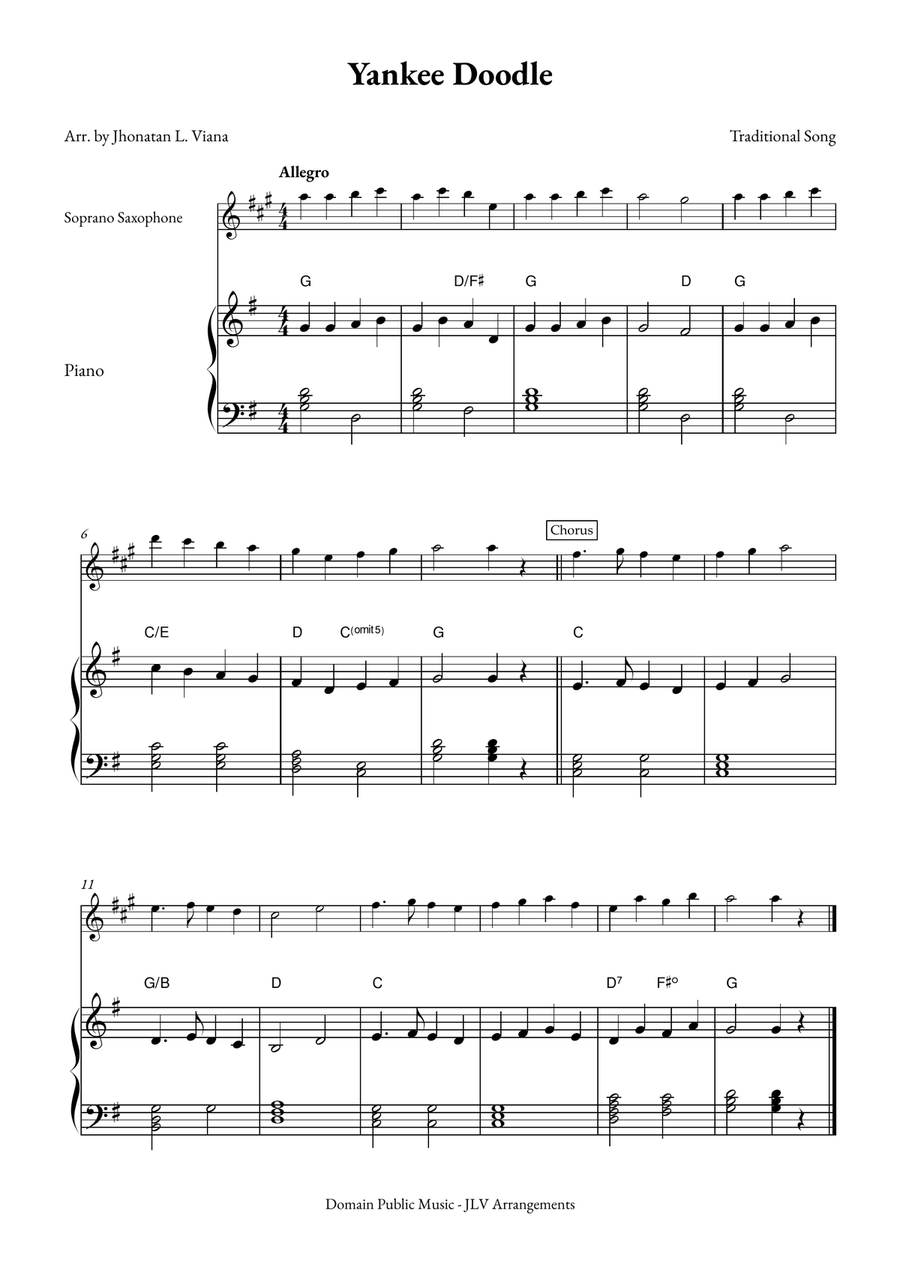 Yanke Doodle Soprano Saxophone scores gallery preview page 1