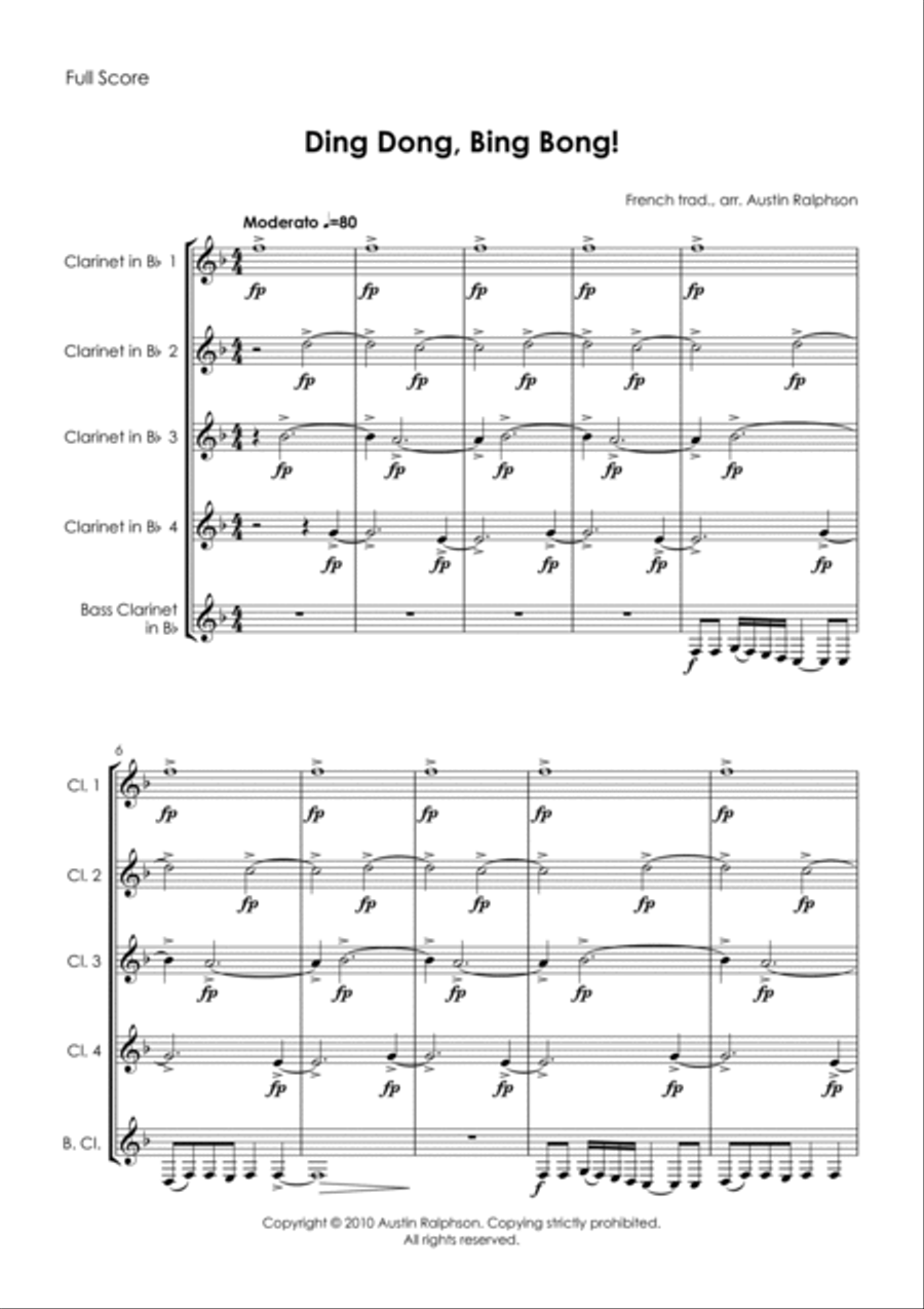 Ding Dong, Bing Bong! - clarinet quintet Clarinet Quintet scores gallery preview page 5