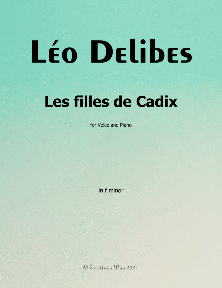 Les filles de Cadix, by Delibes, in f minor Voice scores gallery preview page 1