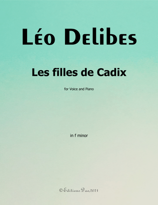 Book cover for Les filles de Cadix, by Delibes, in f minor