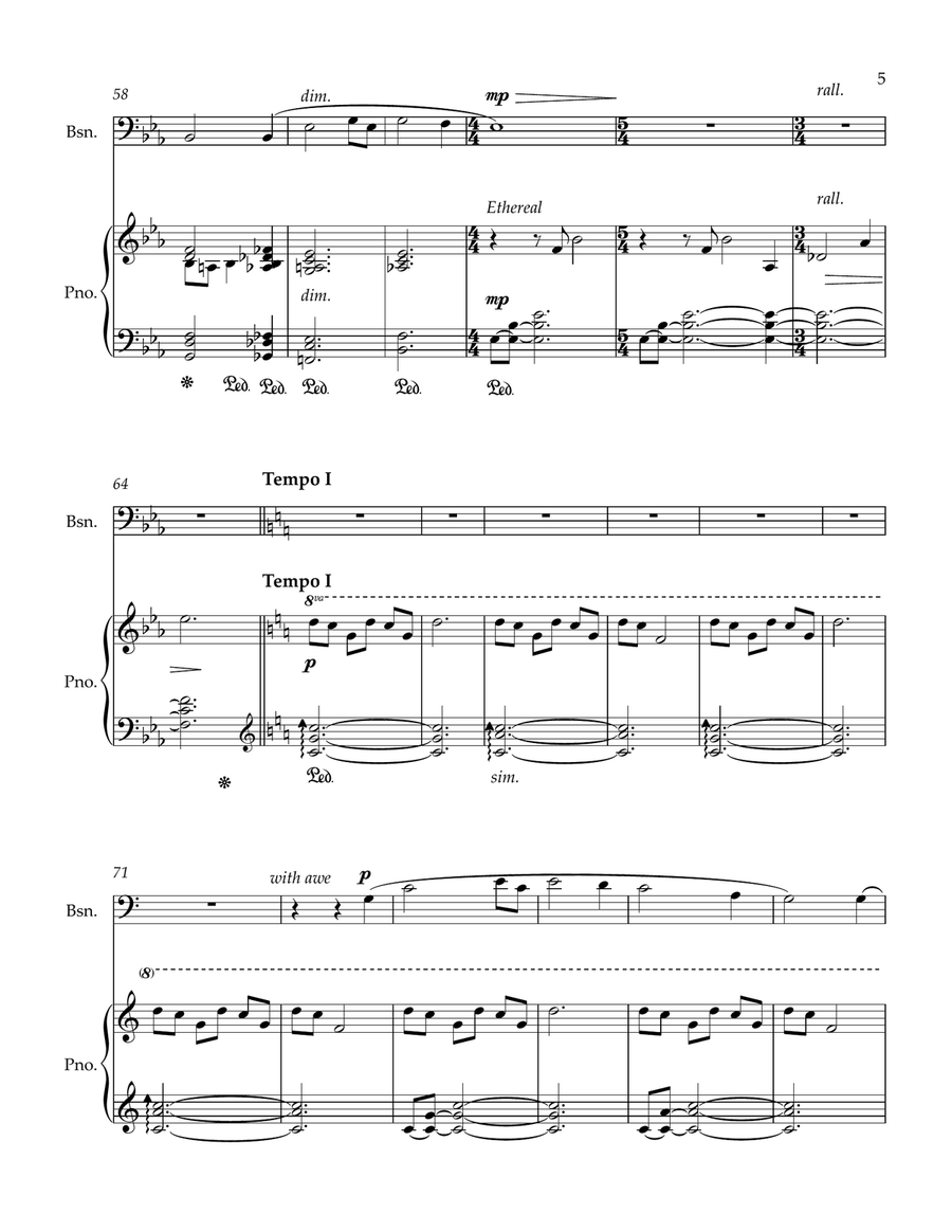 Amazing Grace (bassoon solo and piano) - Score & parts Bassoon Solo scores gallery preview page 5