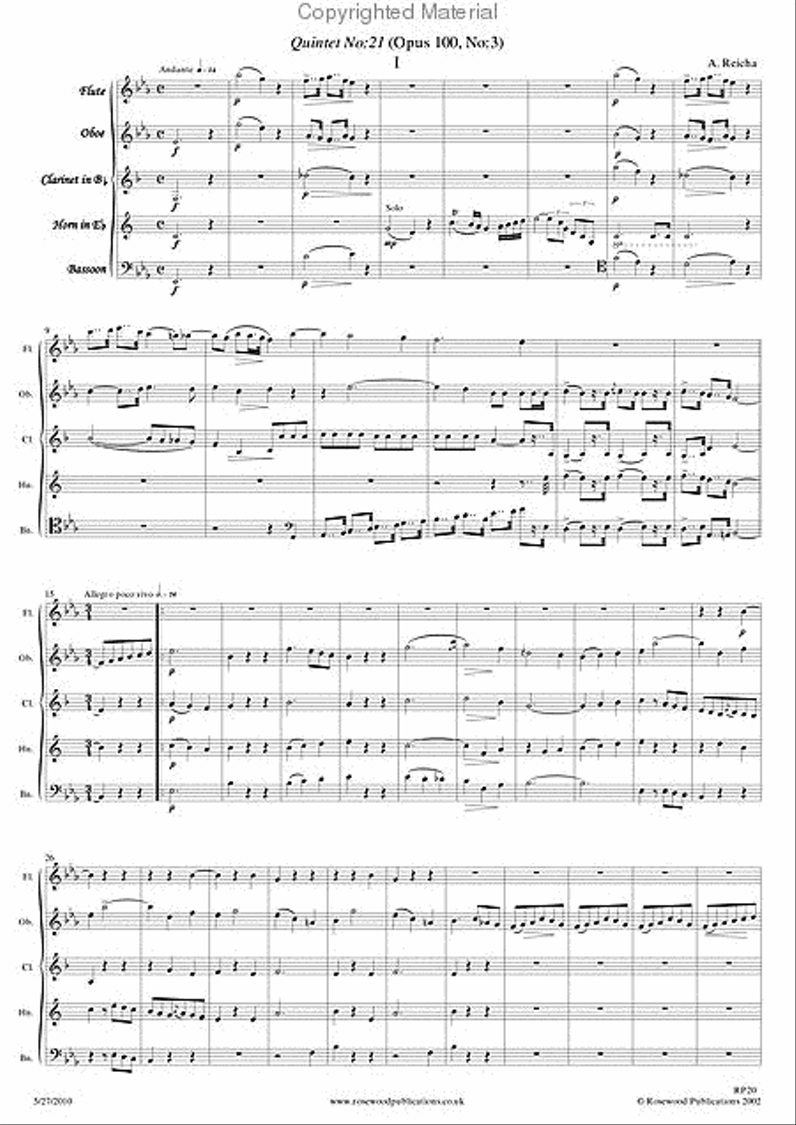 Wind Quintet, Op. 100, No. 3 Woodwind Quintet scores gallery preview page 2
