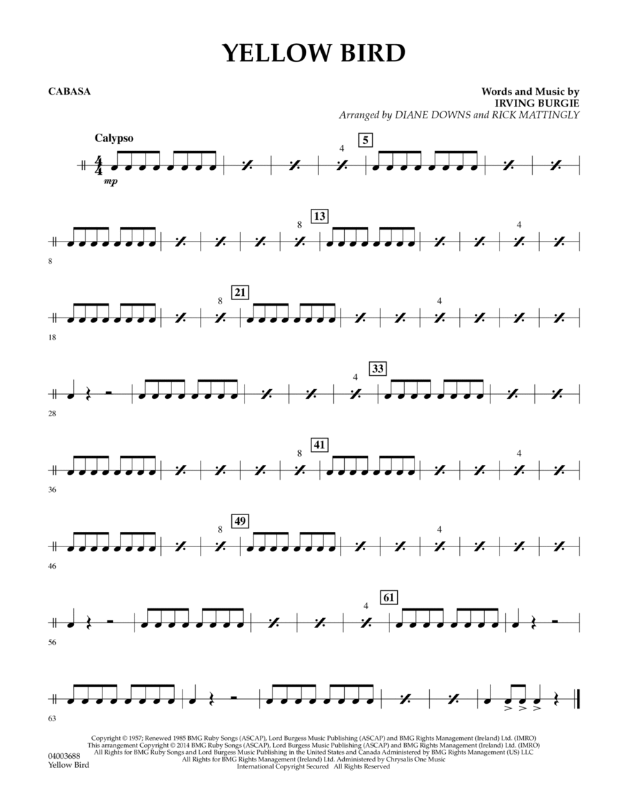 Yellow Bird - Cabasa Concert Band scores gallery preview page 1
