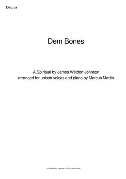 Dem Bones Bass and Drum accompaniment for 4 part choral edition S0.851041