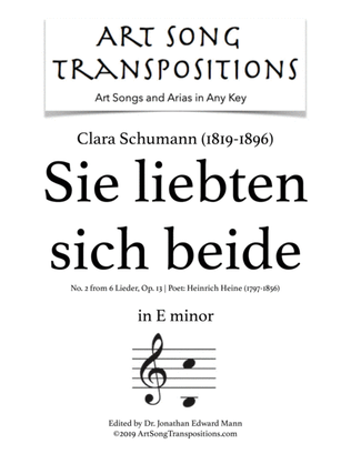 SCHUMANN: Sie liebten sich beide, Op. 13 no. 2 (transposed to E minor)