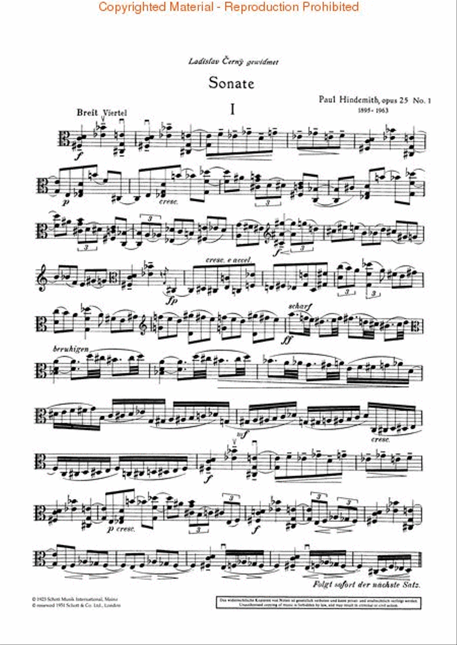 Sonata, Op. 25, No. 1 (1922) Viola Solo scores gallery preview page 2
