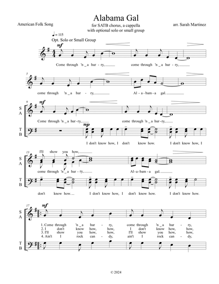 Alabama Gal / Come Through in a Hurry (SATB, a cappella)