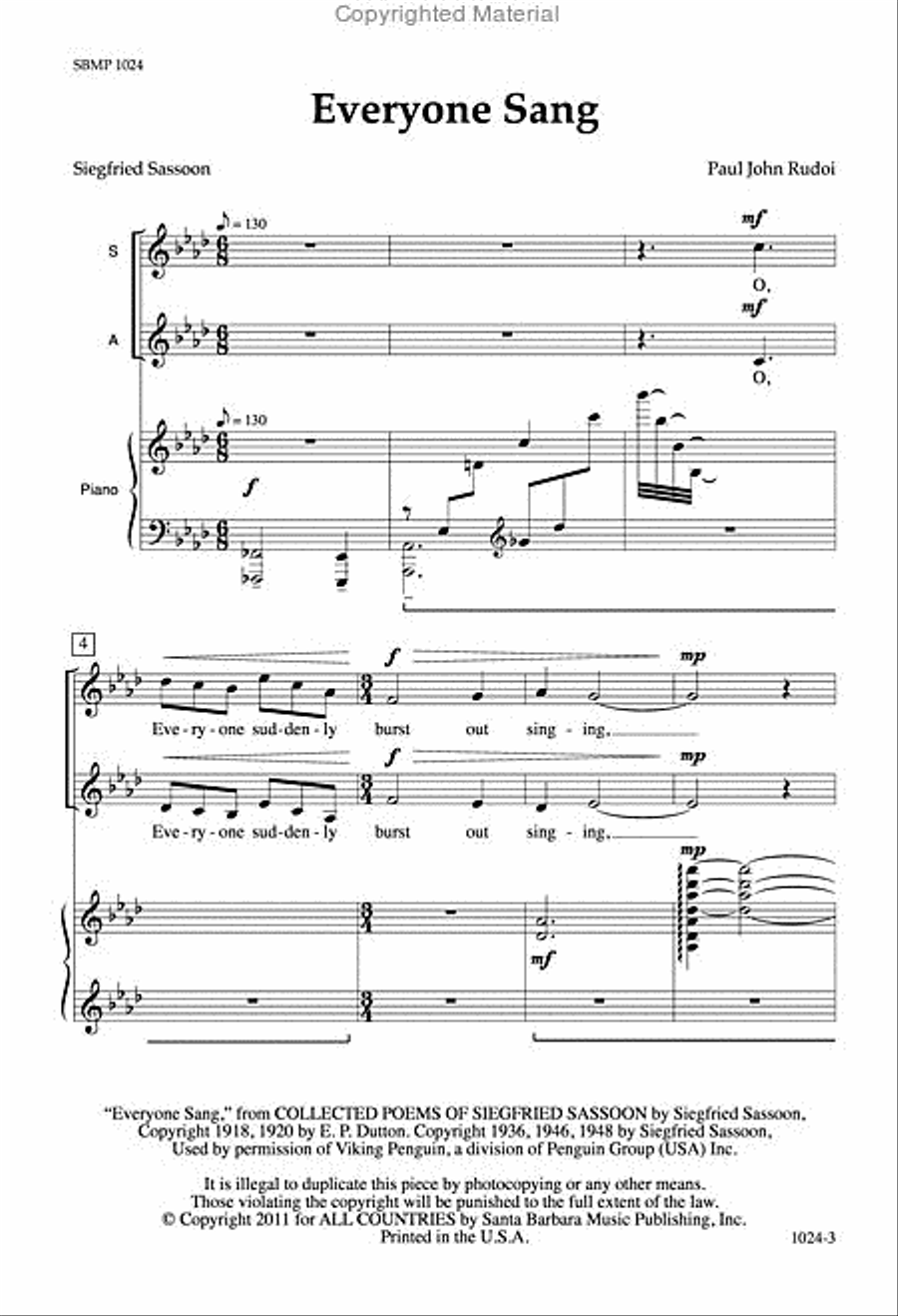 Everyone Sang - SSA Octavo SSA scores gallery preview page 2
